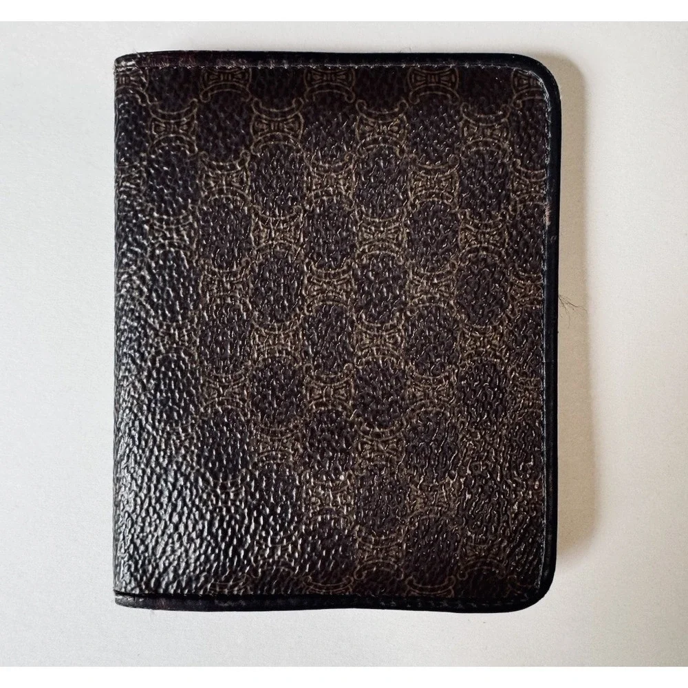 Celine Wallet Triomphe Monogram Leather ID & Card Holder Brown